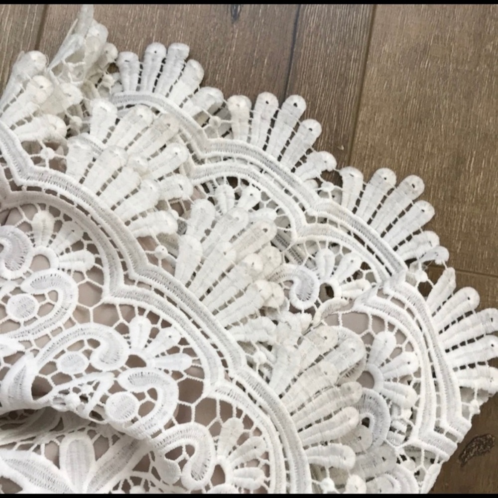 Stone Cold Fox White Crochet Lace Flare Jumpsuit with Deep V - Picture 5 of 5